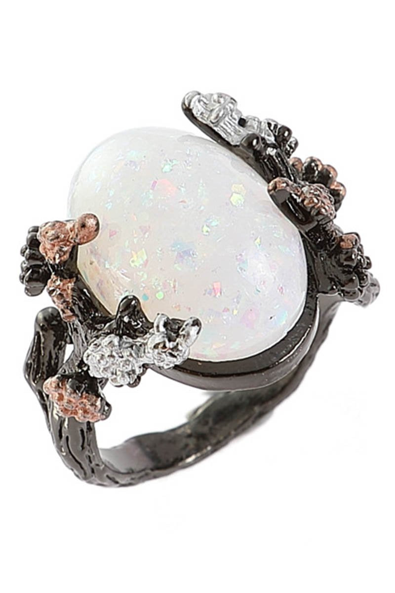Enchanted Tree Black Gold Opal Ring